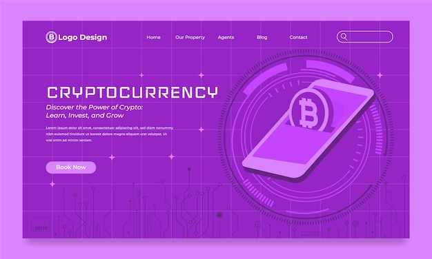 Vector flat crypto landing page template