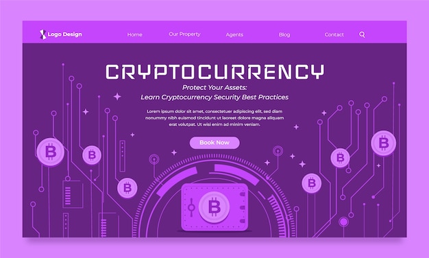 Flat crypto landing page template