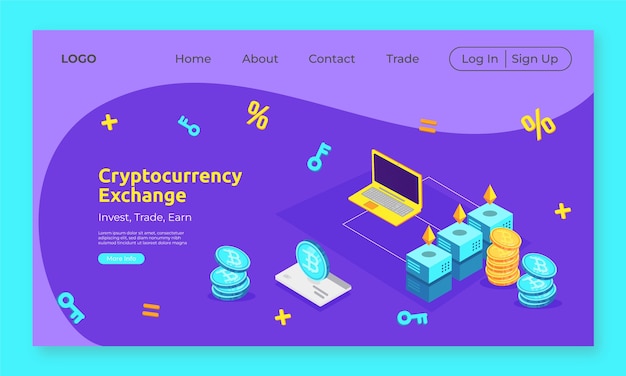 Vector flat crypto landing page template