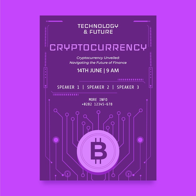 Flat crypto vertical poster template