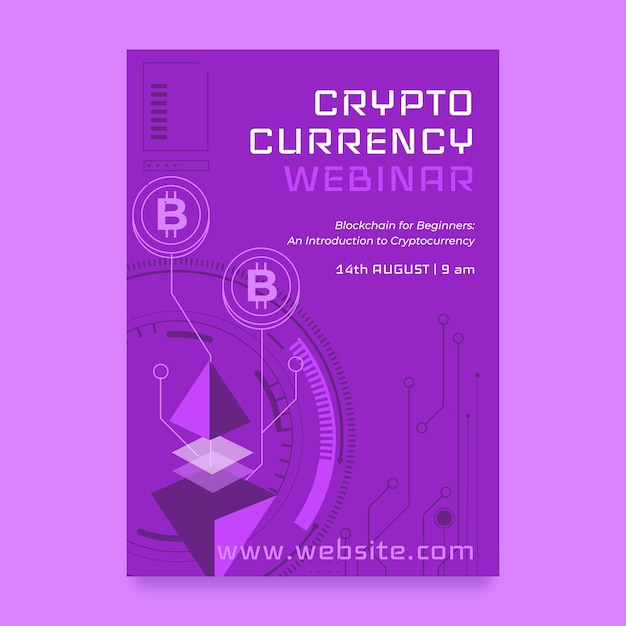 Flat crypto vertical poster template