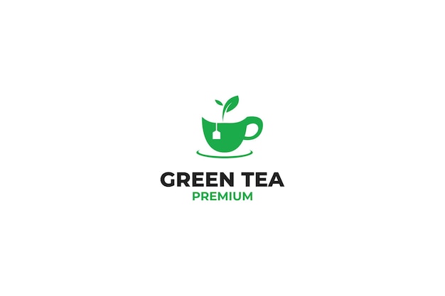 Flat cup of tea logo design vector template illustration