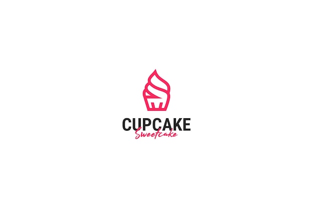 Flat cupcake logo design vector illustration idea