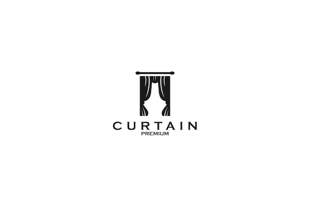 Flat curtain logo icon design template vector illustration idea