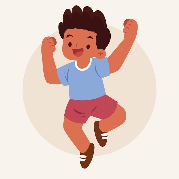 Vector flat cute character kids jumping illustration