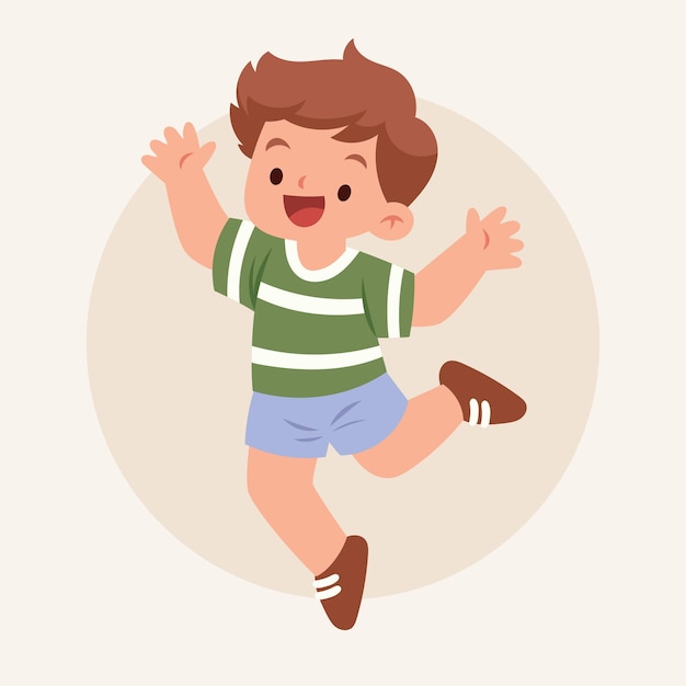 Vector flat cute character kids jumping illustration