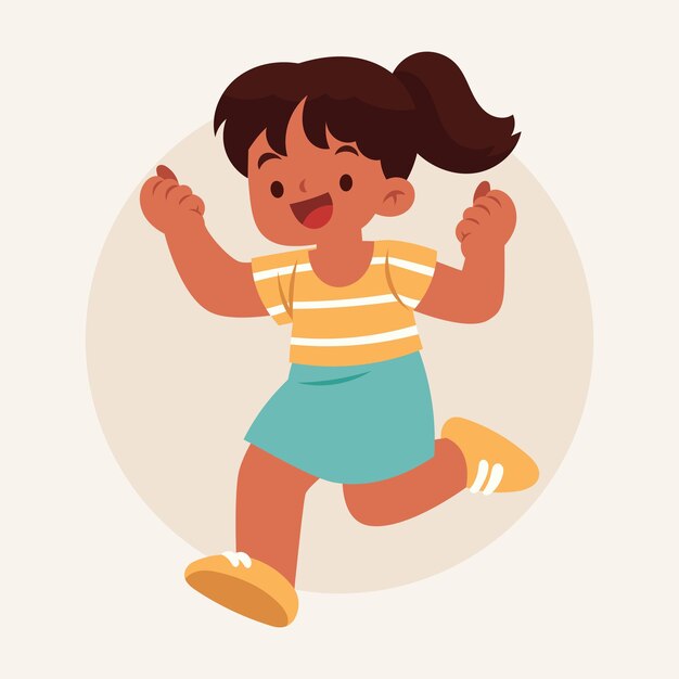 Vector flat cute character kids jumping illustration