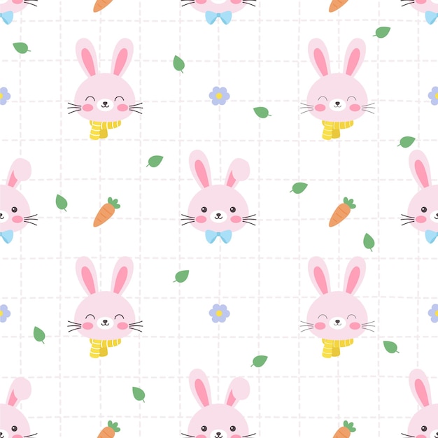 Flat cute rabbit seamless pattern