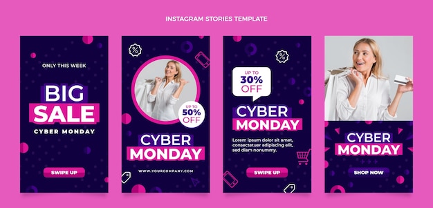 Vector flat cyber monday instagram stories collection