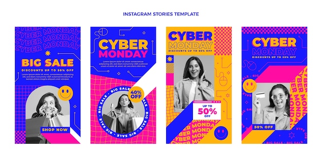 Flat cyber monday instagram stories collection