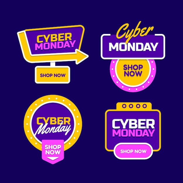 Flat cyber monday labels collection