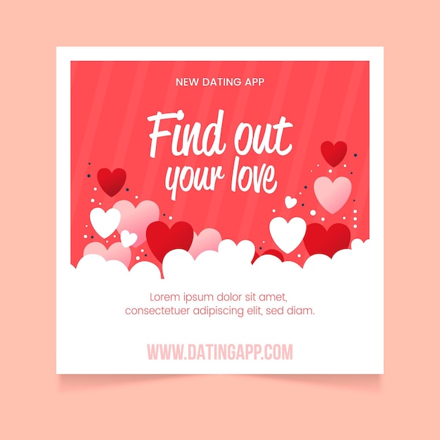 Flat dating app square flyer