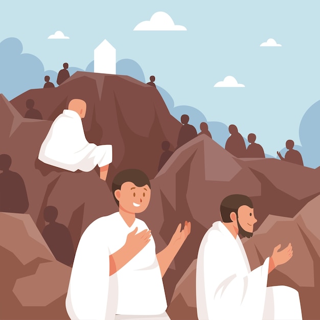 Flat day of arafah celebration illustration