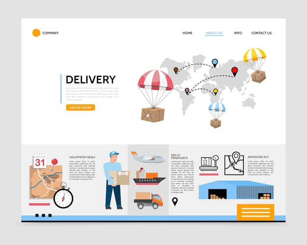 Flat delivery service landing page template 