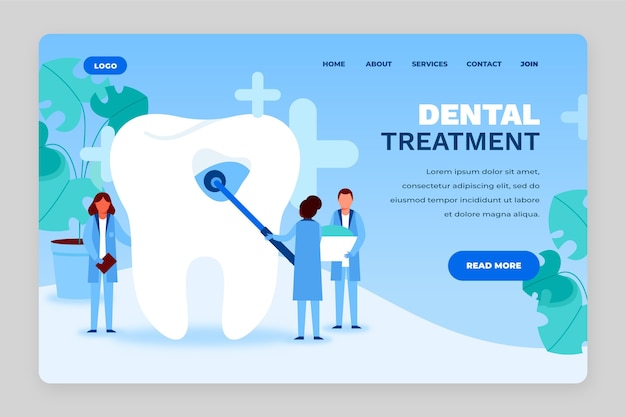 Flat dental care landing page web template