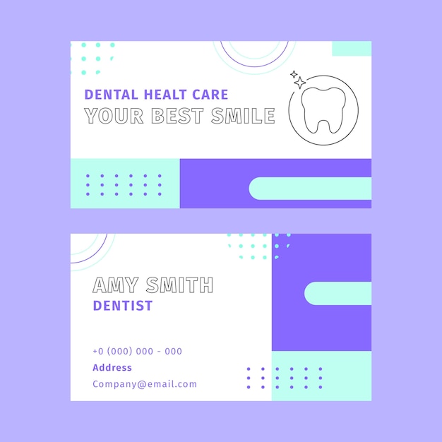 Vector flat dental clinic horizontal business card template