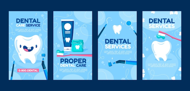 Flat dental clinic instagram stories collection