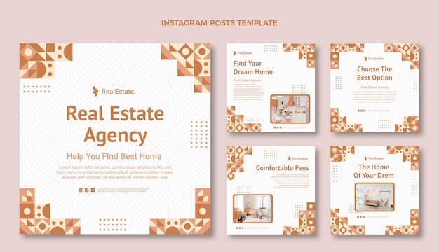 Flat design abstract geometric real estate instagram post