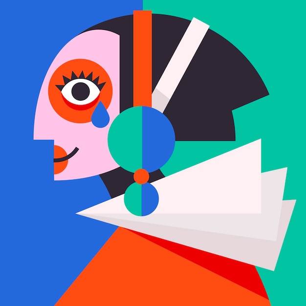 Flat design abstract portrait in art style