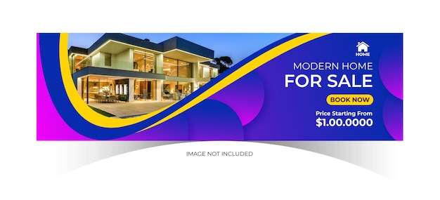 Flat design abstract real estate Facebook cover Vector