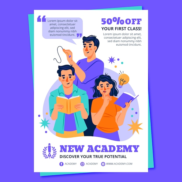 Flat design academy poster template