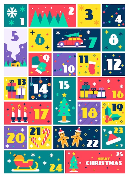 Flat design advent calendar