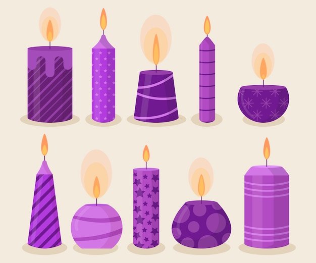 Flat design advent candles collection