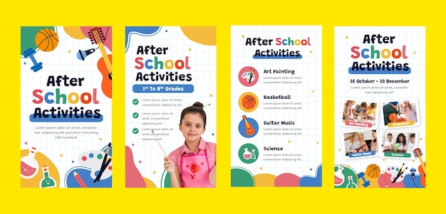 Flat design after school instagram stories