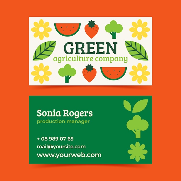 Flat design agriculture company horizontal business card