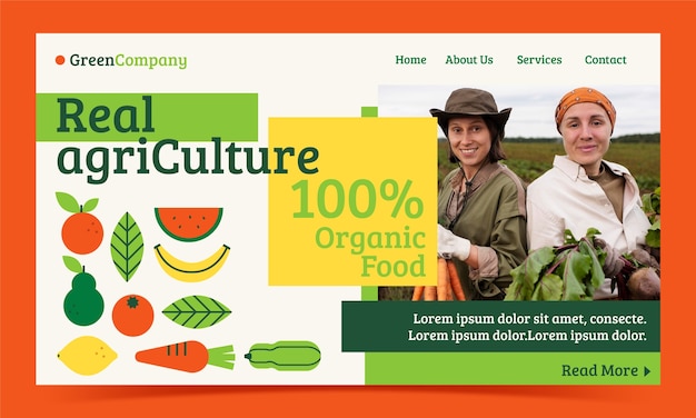 Flat design agriculture company landing page