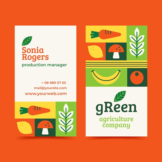 Flat design agriculture company vertical business card