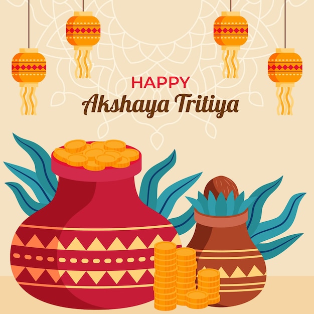 Flat Design Akshaya Tritiya Illustration