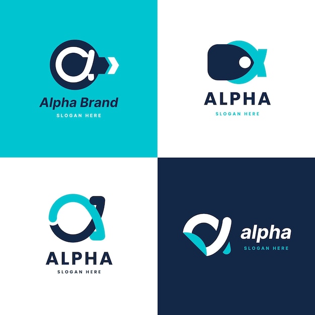 Flat design alpha logos pack