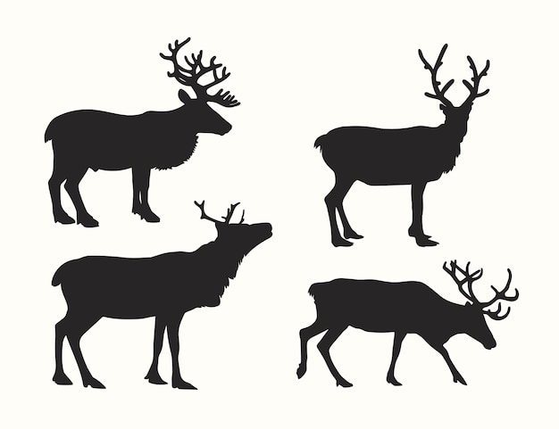 Flat design animal silhouette set