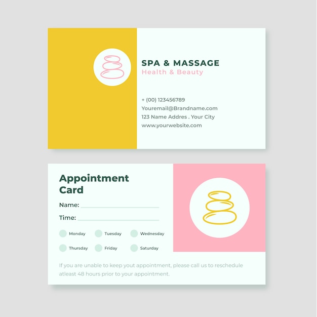 Vector flat design appointment card template