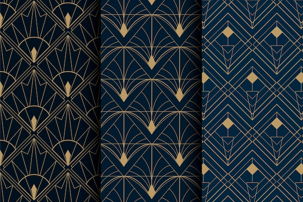 Flat design art deco artistic patterns