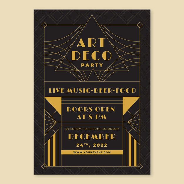 Vector flat design of art deco party poster