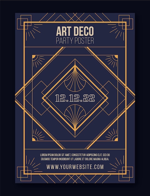 Vector flat design art deco party poster