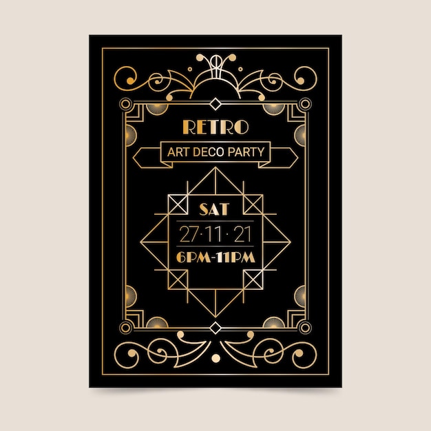 Flat design art deco party poster