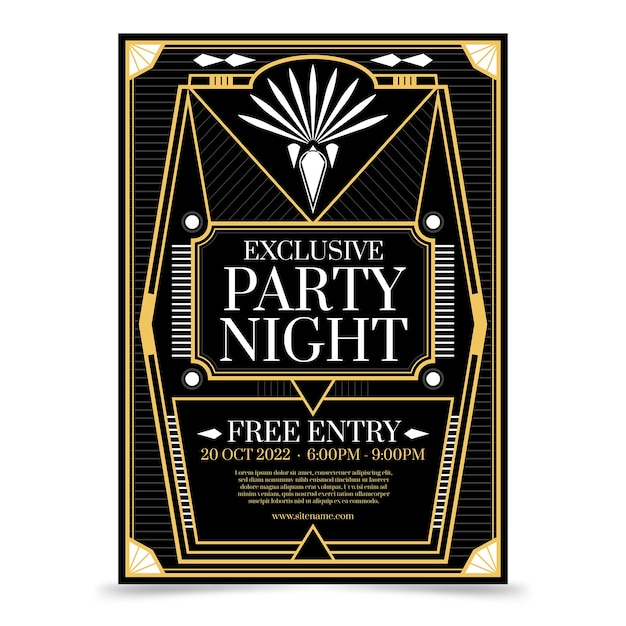 Vector flat design art deco party poster