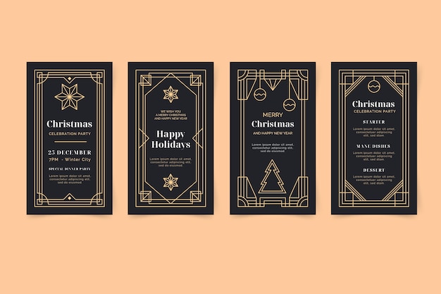 Flat design art deco story collection