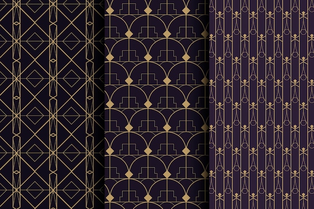 Vector flat design art deco vintage pattern pack