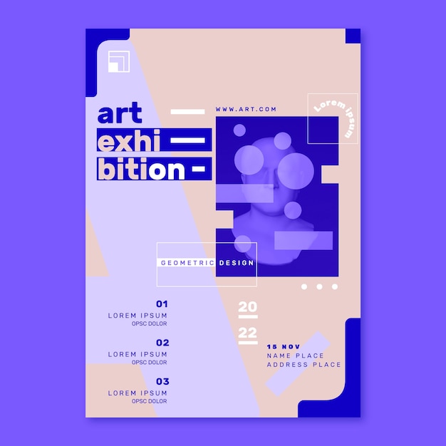 Flat design  art exhibition poster