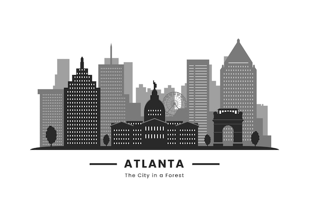 Vector flat design atlanta  silhouette