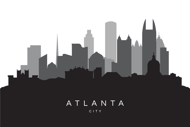 Vector flat design atlanta skyline silhouette