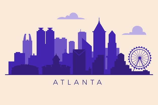 Vector flat design atlanta skyline silhouette