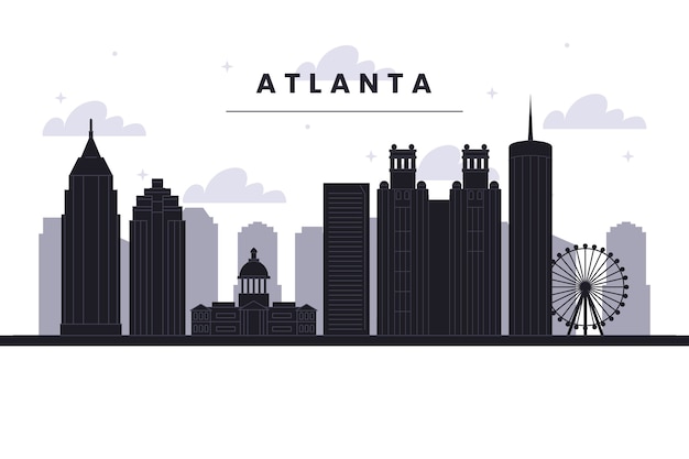 Vector flat design atlanta skyline silhouette