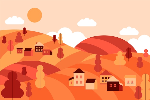 Flat design autumn landscape