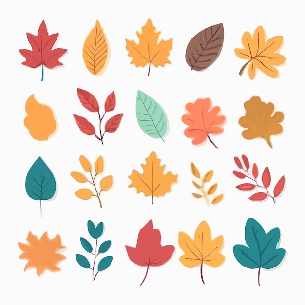 flat design autumn leaves collection set