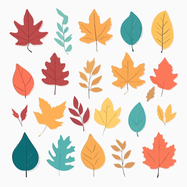 flat design autumn leaves collection set